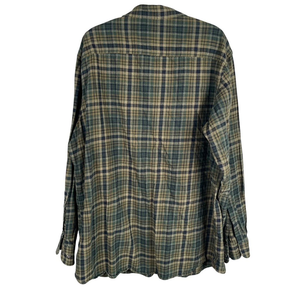 RedHead Flannel Shirt Mens 2XLT Green Plaid Cotton Button Up Long Sleeve Pockets - Picture 3 of 5